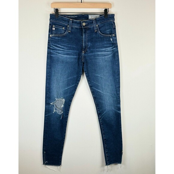 AG Adriano Goldschmied Womens Jeans Farrah Skinny Ankle Denim Distressed 29R - Picture 1 of 8
